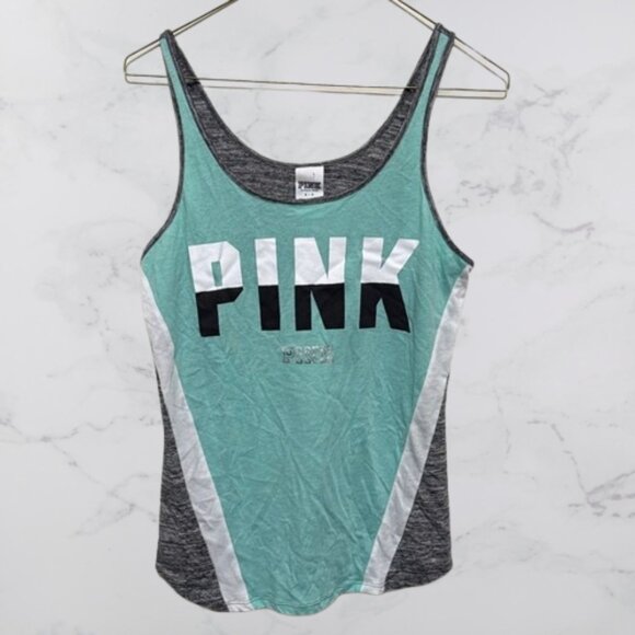 PINK Victoria's Secret Tops - PINK Victoria's Secret Tank Top - Aqua and Charcoal
